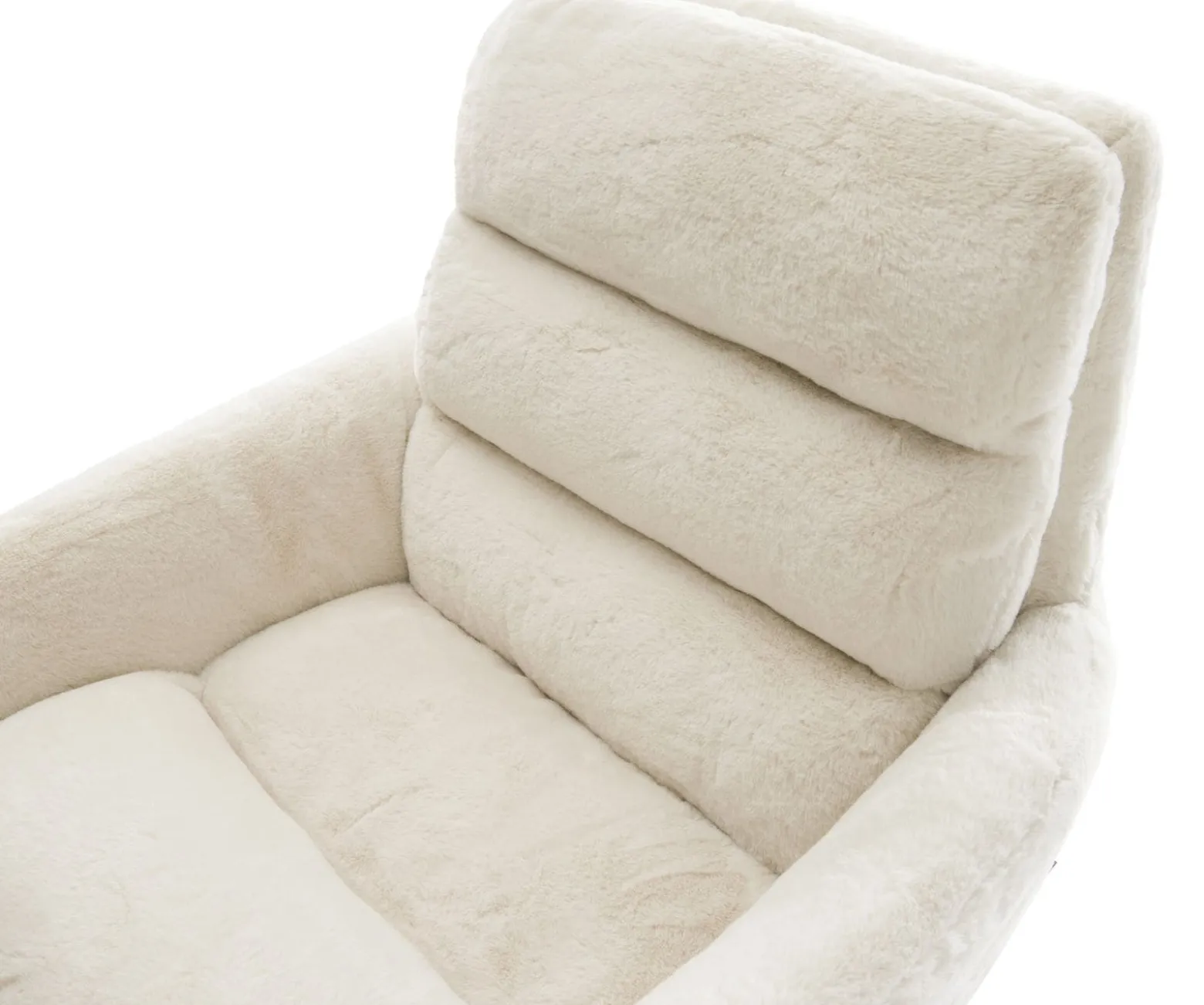 DrehstuhlAbelia-Flex mit Armlehnen Plüsch Creme-Weiß Kreuzgestell breit Effektfinish Titan 360° drehbar Wippfunktion Sofort versandfertig