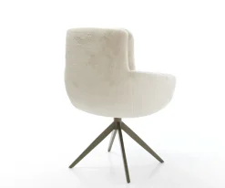 DrehstuhlAbelia-Flex mit Armlehnen Plüsch Creme-Weiß Kreuzgestell breit Effektfinish Titan 360° drehbar Wippfunktion Sofort versandfertig