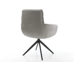 DrehstuhlAbelia-Flex mit Armlehnen Strukturstoff Soft Grau Kreuzgestell breit Schwarz 360° drehbar Wippfunktion Sofort versandfertig