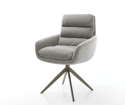 DrehstuhlAbelia-Flex mit Armlehnen Strukturstoff Soft Grau Kreuzgestell breit Effektfinish Titan 360° drehbar Wippfunktion Sofort versandfertig