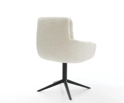 DrehstuhlAbelia-Flex mit Armlehnen Teddystoff Beige Fußkreuz Schwarz 360° drehbar Wippfunktion Sofort versandfertig