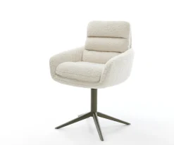 DrehstuhlAbelia-Flex mit Armlehnen Teddystoff Beige Fußkreuz Effektfinish Titan 360° drehbar Wippfunktion Sofort versandfertig