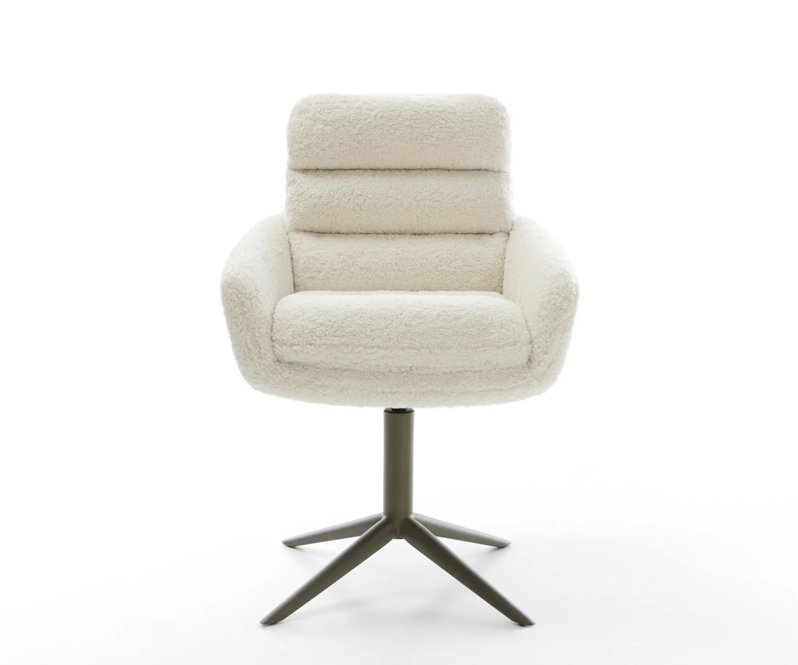 DrehstuhlAbelia-Flex mit Armlehnen Teddystoff Beige Fußkreuz Effektfinish Titan 360° drehbar Wippfunktion Sofort versandfertig