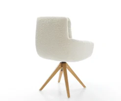 DrehstuhlAbelia-Flex mit Armlehnen Teddystoff Beige Holzgestell kantig Natur 360° drehbar Versandfertig ca. 28.10.26
