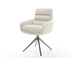 DrehstuhlAbelia-Flex mit Armlehnen Teddystoff Beige Kreuzgestell breit Graphit 360° drehbar Wippfunktion Sofort versandfertig