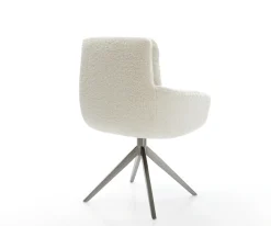 DrehstuhlAbelia-Flex mit Armlehnen Teddystoff Beige Kreuzgestell breit Graphit 360° drehbar Wippfunktion Sofort versandfertig