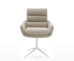 DrehstuhlAbelia-Flex mit Armlehnen Webstoff Soft Beige Fußkreuz Weiß 360° drehbar Wippfunktion Sofort versandfertig