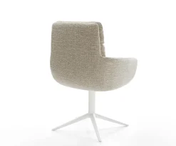 DrehstuhlAbelia-Flex mit Armlehnen Webstoff Soft Beige Fußkreuz Weiß 360° drehbar Wippfunktion Sofort versandfertig