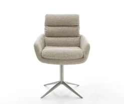 DrehstuhlAbelia-Flex mit Armlehnen Webstoff Soft Beige Fußkreuz Edelstahl 360° drehbar Wippfunktion Sofort versandfertig