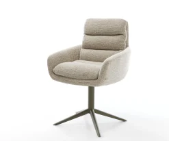 DrehstuhlAbelia-Flex mit Armlehnen Webstoff Soft Beige Fußkreuz Effektfinish Titan 360° drehbar Wippfunktion Sofort versandfertig