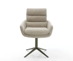 DrehstuhlAbelia-Flex mit Armlehnen Webstoff Soft Beige Fußkreuz Effektfinish Titan 360° drehbar Wippfunktion Sofort versandfertig