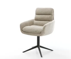 DrehstuhlAbelia-Flex mit Armlehnen Webstoff Soft Beige Fußkreuz Schwarz 360° drehbar Wippfunktion Sofort versandfertig