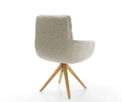 DrehstuhlAbelia-Flex mit Armlehnen Webstoff Soft Beige Holzgestell kantig Natur 360° drehbar Versandfertig ca. 28.10.26