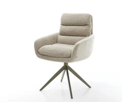 DrehstuhlAbelia-Flex mit Armlehnen Webstoff Soft Beige Kreuzgestell breit Effektfinish Titan 360° drehbar Wippfunktion Sofort versandfertig