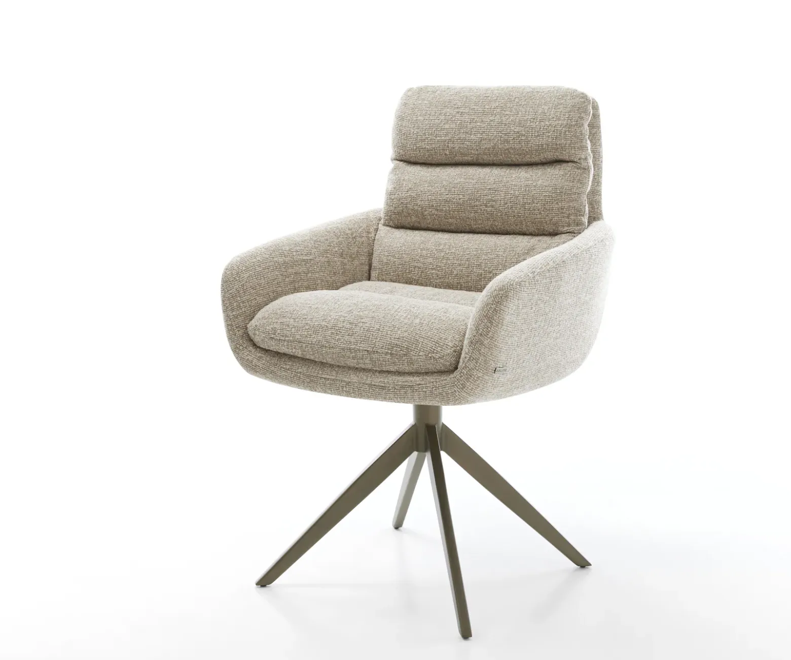 DrehstuhlAbelia-Flex mit Armlehnen Webstoff Soft Beige Kreuzgestell breit Effektfinish Titan 360° drehbar Wippfunktion Sofort versandfertig