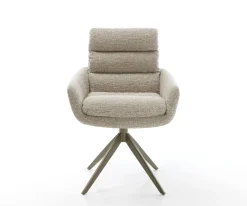 DrehstuhlAbelia-Flex mit Armlehnen Webstoff Soft Beige Kreuzgestell breit Effektfinish Titan 360° drehbar Wippfunktion Sofort versandfertig
