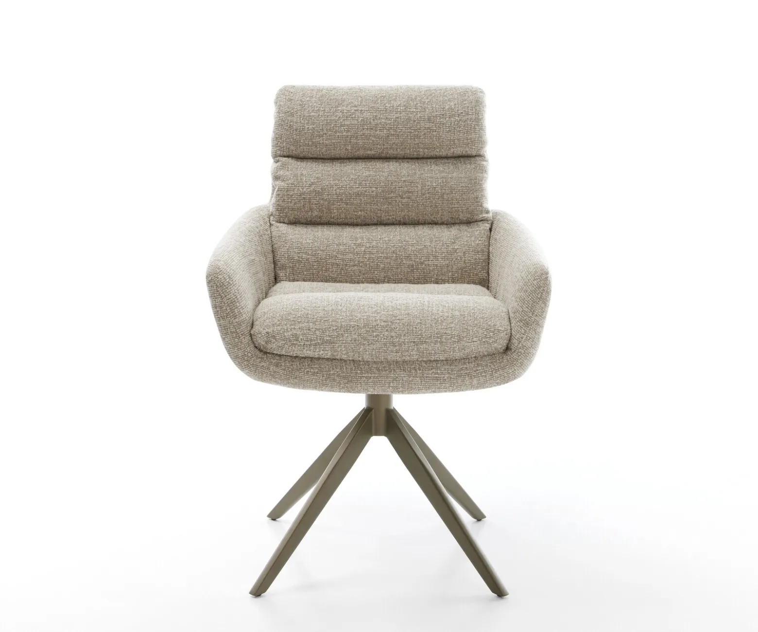 DrehstuhlAbelia-Flex mit Armlehnen Webstoff Soft Beige Kreuzgestell breit Effektfinish Titan 360° drehbar Wippfunktion Sofort versandfertig