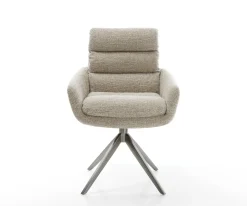 DrehstuhlAbelia-Flex mit Armlehnen Webstoff Soft Beige Kreuzgestell breit Graphit 360° drehbar Wippfunktion Sofort versandfertig
