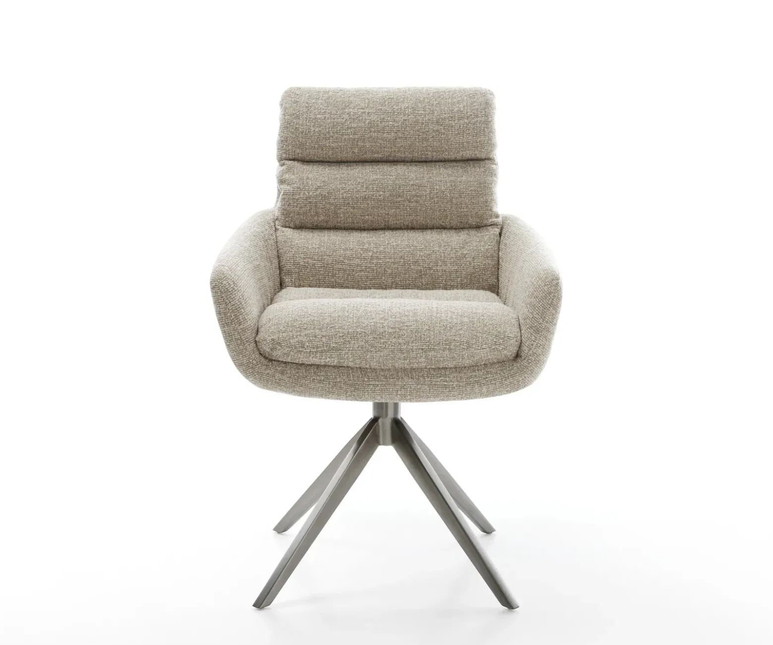 DrehstuhlAbelia-Flex mit Armlehnen Webstoff Soft Beige Kreuzgestell breit Graphit 360° drehbar Wippfunktion Sofort versandfertig