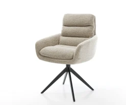 DrehstuhlAbelia-Flex mit Armlehnen Webstoff Soft Beige Kreuzgestell breit Schwarz 360° drehbar Wippfunktion Sofort versandfertig