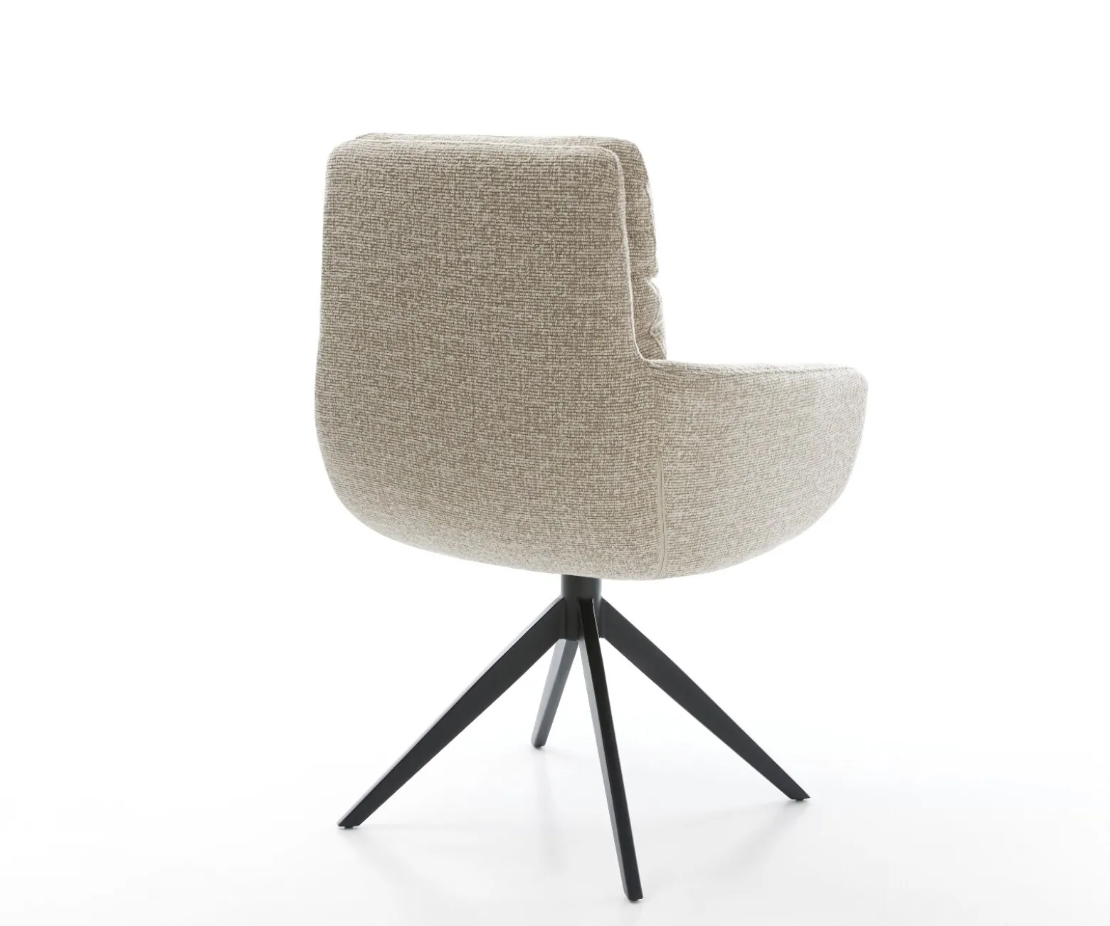 DrehstuhlAbelia-Flex mit Armlehnen Webstoff Soft Beige Kreuzgestell breit Schwarz 360° drehbar Wippfunktion Sofort versandfertig