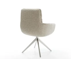 DrehstuhlAbelia-Flex mit Armlehnen Webstoff Soft Beige Kreuzgestell breit Edelstahl 360° drehbar Wippfunktion Sofort versandfertig