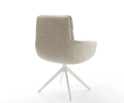 DrehstuhlAbelia-Flex mit Armlehnen Webstoff Soft Beige Kreuzgestell breit Weiß 360° drehbar Wippfunktion Sofort versandfertig
