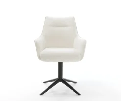 DrehstuhlAlja-Flex mit Armlehnen Bouclé Soft Beige Fußkreuz Schwarz 360° drehbar Wippfunktion Taschenfederkern Sofort versandfertig