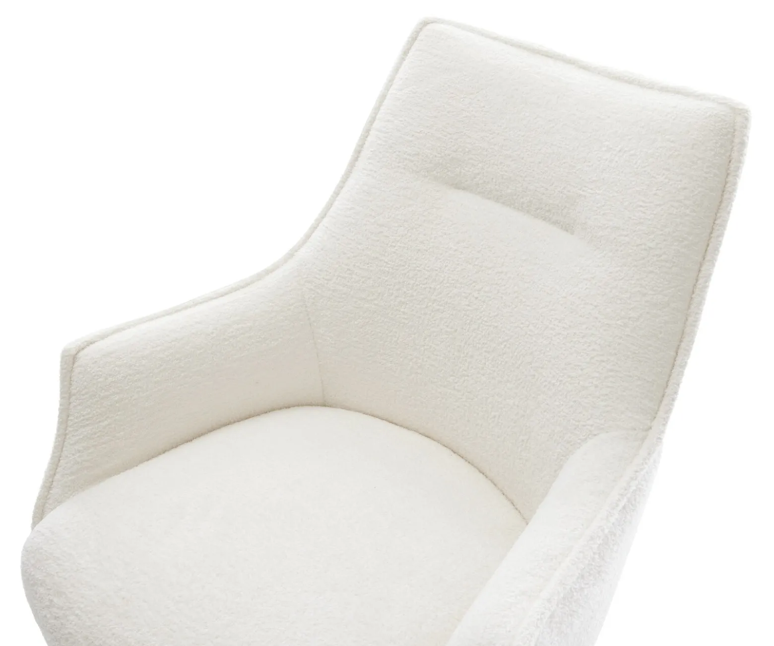 DrehstuhlAlja-Flex mit Armlehnen Bouclé Soft Beige Fußkreuz Schwarz 360° drehbar Wippfunktion Taschenfederkern Sofort versandfertig