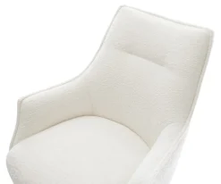 DrehstuhlAlja-Flex mit Armlehnen Bouclé Soft Beige Fußkreuz Weiß 360° drehbar Wippfunktion Taschenfederkern Sofort versandfertig
