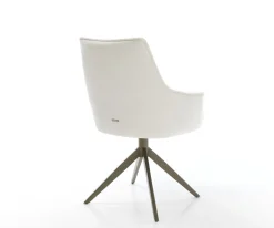 DrehstuhlAlja-Flex mit Armlehnen Bouclé Soft Beige Kreuzgestell breit Effektfinish Titan 360° drehbar Wippfunktion Taschenfederkern Sofort versandfertig