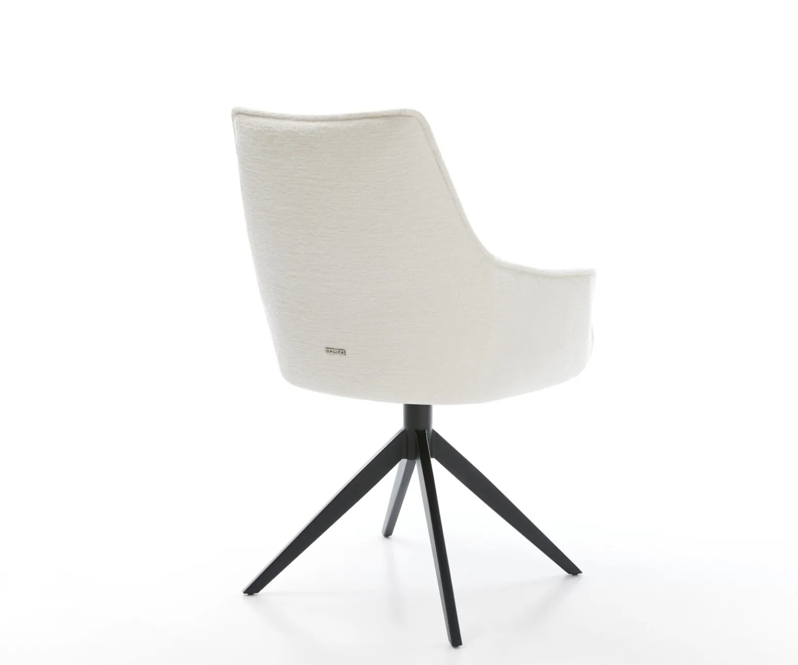 DrehstuhlAlja-Flex mit Armlehnen Bouclé Soft Beige Kreuzgestell breit Schwarz 360° drehbar Wippfunktion Taschenfederkern Sofort versandfertig