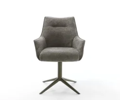 DrehstuhlAlja-Flex mit Armlehnen Bouclé Soft Schlamm Fußkreuz Effektfinish Titan 360° drehbar Wippfunktion Taschenfederkern Sofort versandfertig