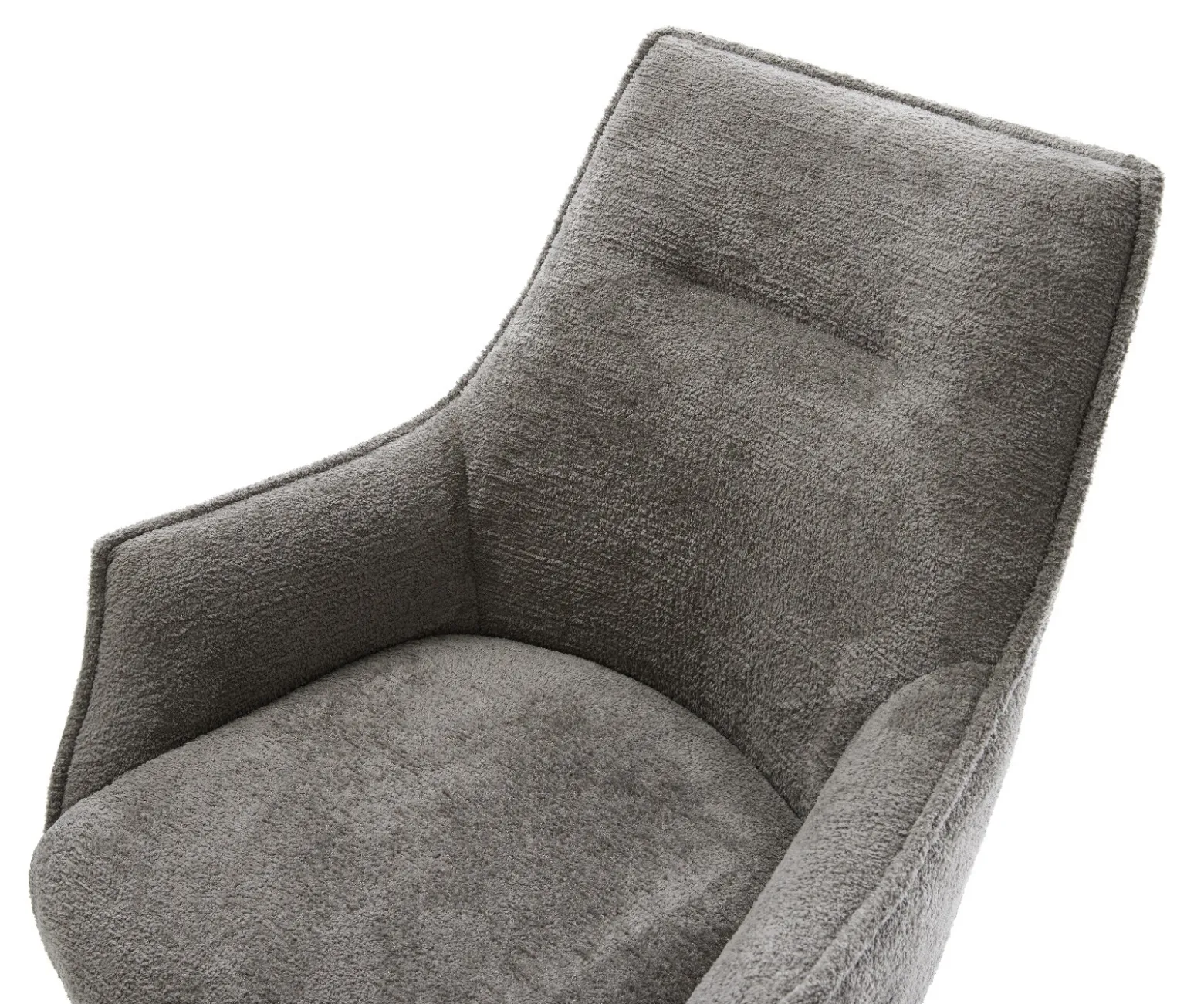 DrehstuhlAlja-Flex mit Armlehnen Bouclé Soft Schlamm Fußkreuz Effektfinish Titan 360° drehbar Wippfunktion Taschenfederkern Sofort versandfertig