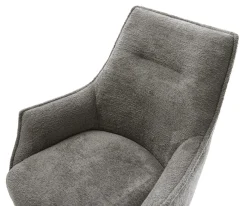 DrehstuhlAlja-Flex mit Armlehnen Bouclé Soft Schlamm Fußkreuz Edelstahl 360° drehbar Wippfunktion Taschenfederkern Sofort versandfertig