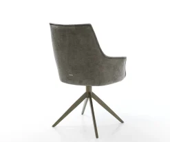 DrehstuhlAlja-Flex mit Armlehnen Bouclé Soft Schlamm Kreuzgestell breit Effektfinish Titan 360° drehbar Wippfunktion Taschenfederkern Sofort versandfertig