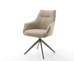 DrehstuhlAlja-Flex mit Armlehnen Materialmix Schlamm Kreuzgestell breit Effektfinish Titan 360° drehbar Taschenfederkern Sofort versandfertig