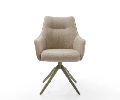 DrehstuhlAlja-Flex mit Armlehnen Materialmix Schlamm Kreuzgestell breit Effektfinish Titan 360° drehbar Taschenfederkern Sofort versandfertig