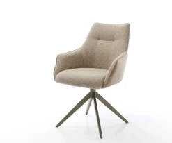 DrehstuhlAlja-Flex mit Armlehnen Materialmix Schlamm Kreuzgestell breit Effektfinish Titan 360° drehbar Wippfunktion Taschenfederkern Sofort versandfertig