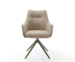 DrehstuhlAlja-Flex mit Armlehnen Materialmix Schlamm Kreuzgestell breit Effektfinish Titan 360° drehbar Wippfunktion Taschenfederkern Sofort versandfertig