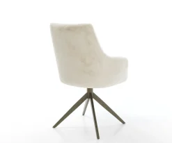DrehstuhlAlja-Flex mit Armlehnen Plüsch Creme-Weiß Kreuzgestell breit Effektfinish Titan 360° drehbar Wippfunktion Taschenfederkern Sofort versandfertig