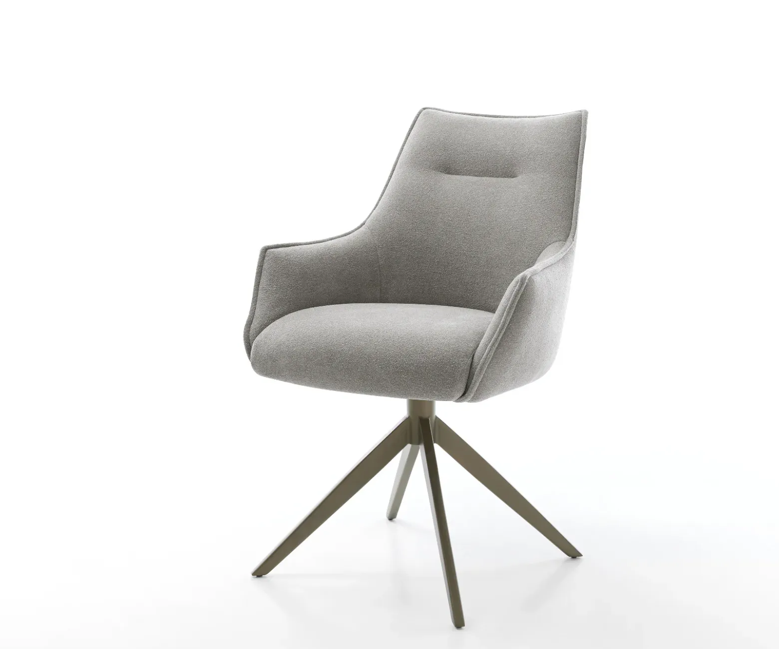 DrehstuhlAlja-Flex mit Armlehnen Strukturstoff Soft Grau Kreuzgestell breit Effektfinish Titan 360° drehbar Wippfunktion Taschenfederkern Sofort versandfertig