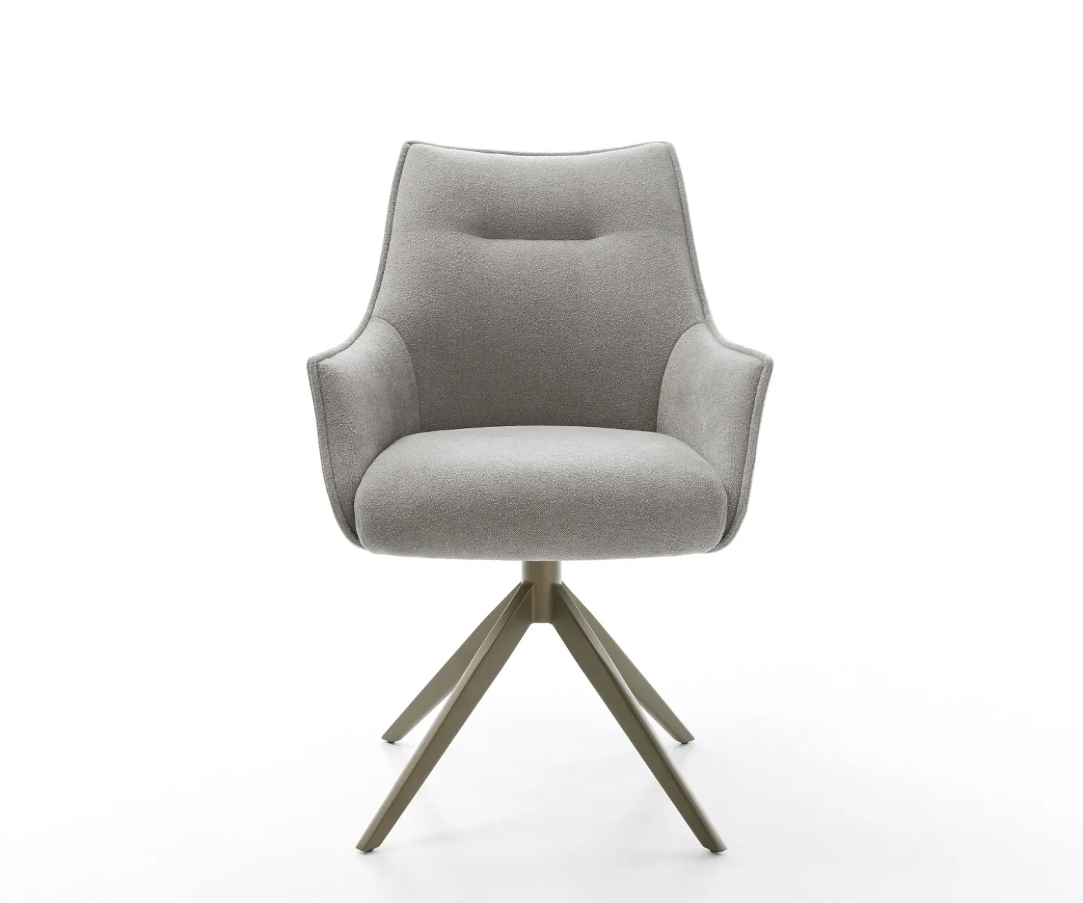 DrehstuhlAlja-Flex mit Armlehnen Strukturstoff Soft Grau Kreuzgestell breit Effektfinish Titan 360° drehbar Wippfunktion Taschenfederkern Sofort versandfertig