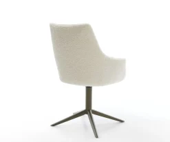 DrehstuhlAlja-Flex mit Armlehnen Teddystoff Beige Fußkreuz Effektfinish Titan 360° drehbar Wippfunktion Taschenfederkern Sofort versandfertig