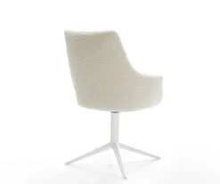 DrehstuhlAlja-Flex mit Armlehnen Teddystoff Beige Fußkreuz Weiß 360° drehbar Wippfunktion Taschenfederkern Sofort versandfertig