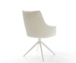 DrehstuhlAlja-Flex mit Armlehnen Teddystoff Beige Kreuzgestell breit Weiß 360° drehbar Wippfunktion Taschenfederkern Sofort versandfertig