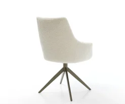 DrehstuhlAlja-Flex mit Armlehnen Teddystoff Beige Kreuzgestell breit Effektfinish Titan 360° drehbar Wippfunktion Taschenfederkern Sofort versandfertig