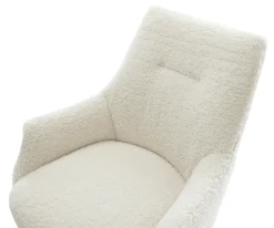 DrehstuhlAlja-Flex mit Armlehnen Teddystoff Beige Kreuzgestell breit Graphit 360° drehbar Wippfunktion Taschenfederkern Sofort versandfertig