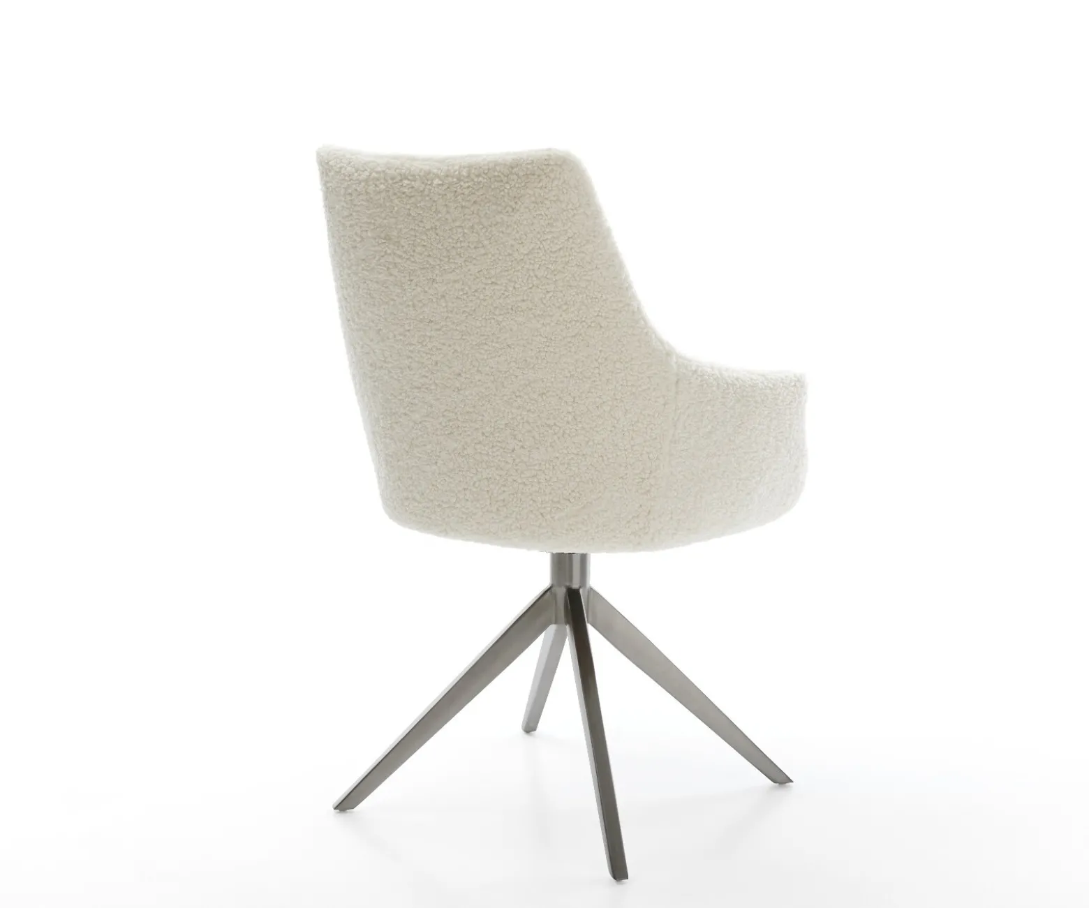 DrehstuhlAlja-Flex mit Armlehnen Teddystoff Beige Kreuzgestell breit Graphit 360° drehbar Wippfunktion Taschenfederkern Sofort versandfertig
