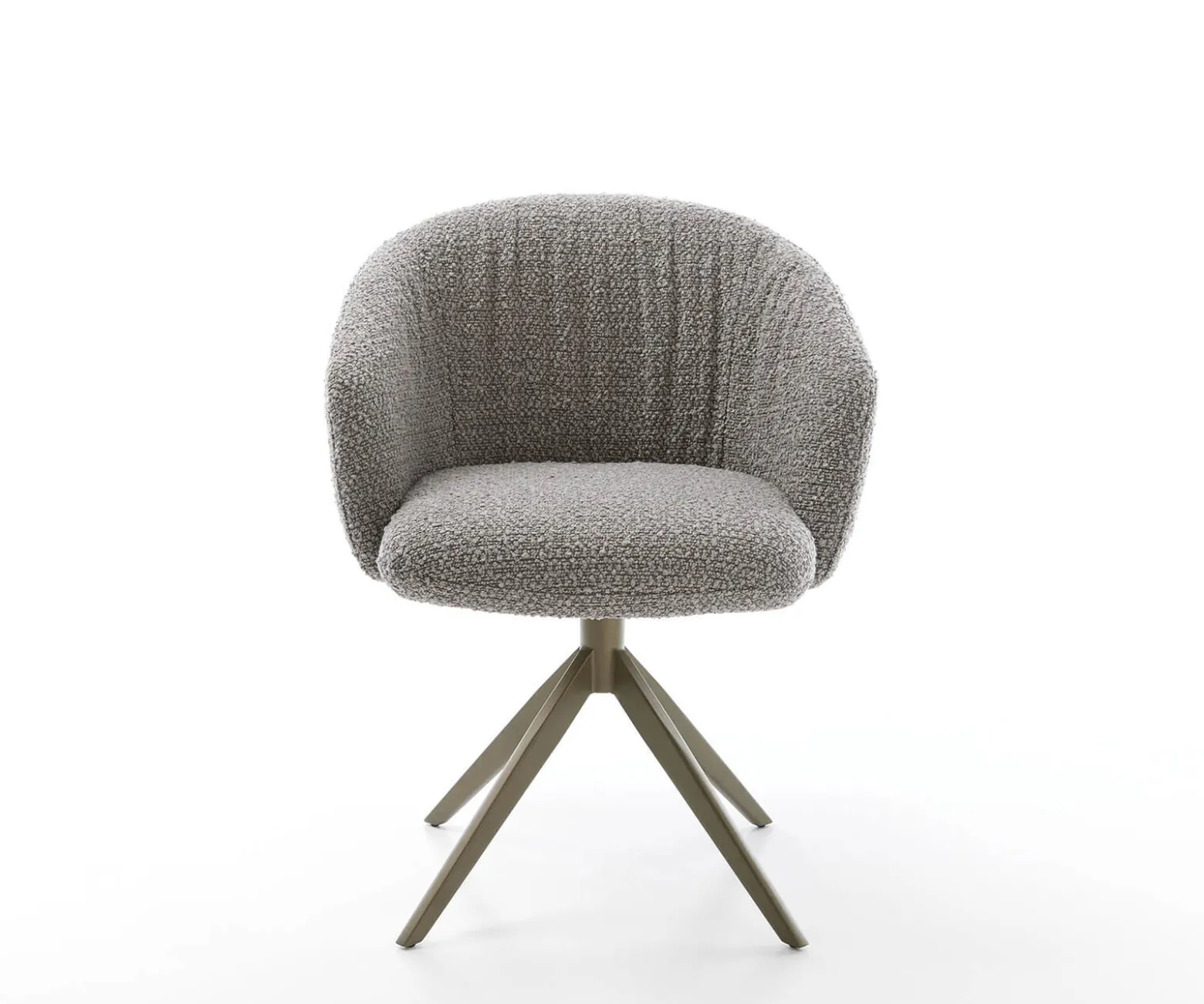 DrehstuhlCaja-Flex mit Armlehnen Bouclé Silbergrau Kreuzgestell breit Effektfinish Titan 360° drehbar Taschenfederkern Sofort versandfertig